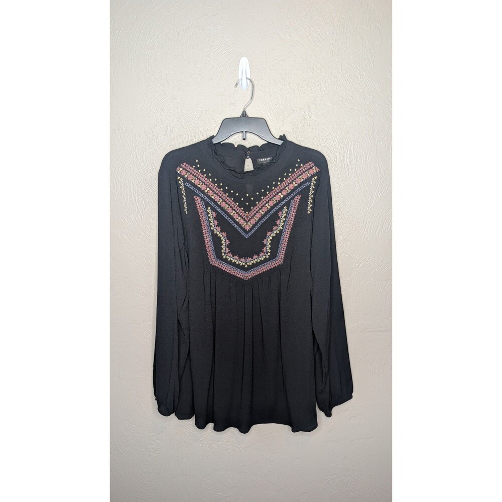 Washable Crinkle Gauze Relaxed Embroidered Blouse